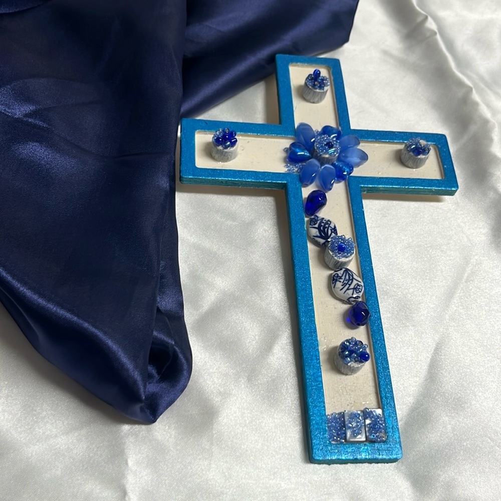Handcrafted Cross decorated with beads